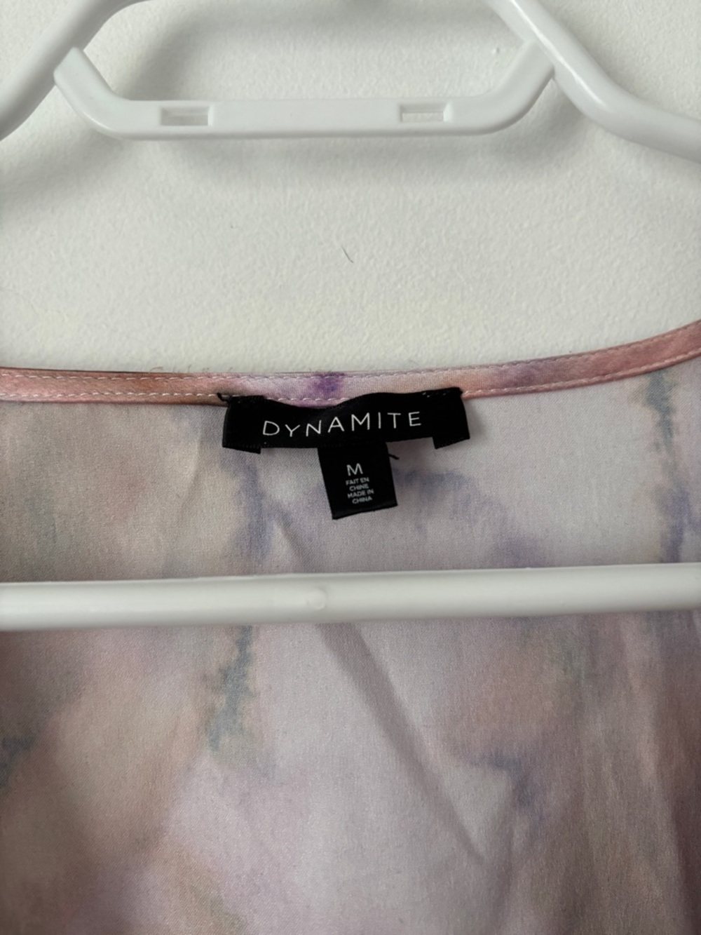 Dynamite Watercolor Satin Knot Front Crop Top Balloon Sleeve Boho tie dye - M - Picture 2 of 5